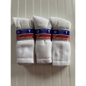 Rodex Diabetic Crew Socks White Men's Size 10-13 9 Pairs